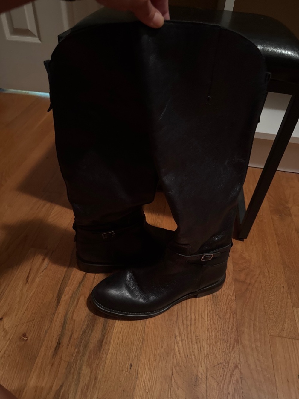 Franco Sarto Black Leather Knee-High Riding Boots - Size 9.5